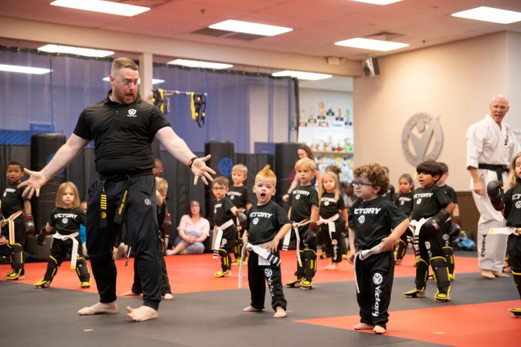 Karate Instructor Leading the Children's Karate Session at Victory Martial Arts in Encinitas, CA