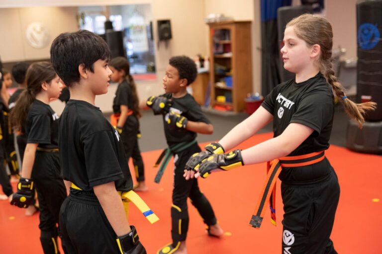 Boys and Girls Sparring on Children's Karate Classes at Victory MA in Okemos