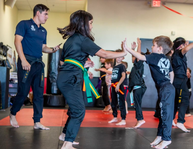 Kids practicing martial arts at Victory Martial Arts.