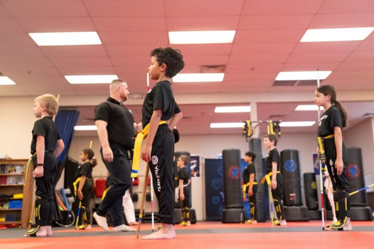 Kids Lined Up Prepared for the Children's Karate Session at Victory Martial Arts near Leesburg, VA