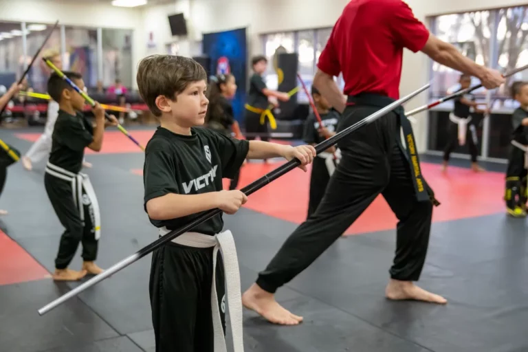 Boy Holding a Stick at Victory Martial Arts Training for Young Children in Ocoee, Florida