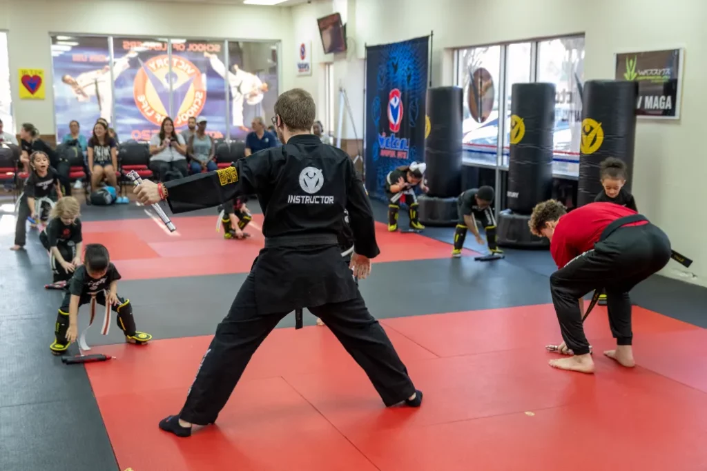 Karate Instructor Showing Karate Drills to Kids in Santa Tereza